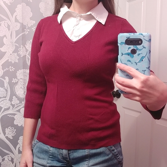 TAILOR B. MOSS Size M layered sweater blouse - Picture 5 of 5